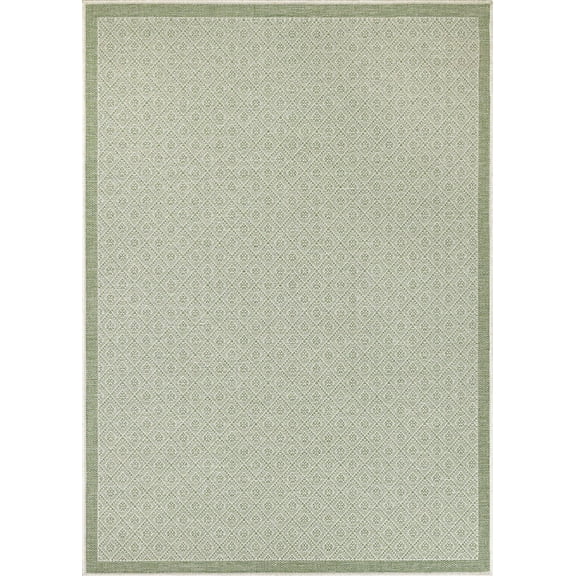 Couristan 5.75' x 9' Sea Mist Green and Beige Contemporary Rectangular Outdoor Area Throw Rug