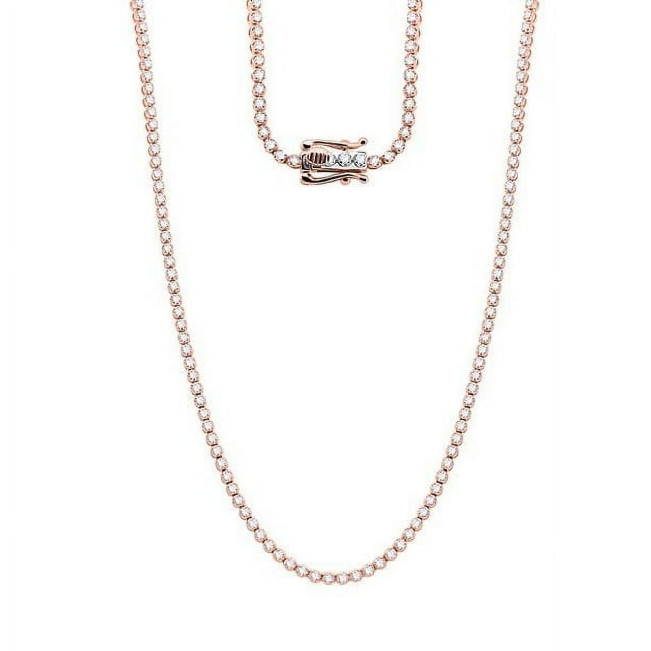 VIRAJ GEMS 5.75CT Lab Grown Diamond Stylish Round Cut Tennis Necklace 14K Rose Gold Fine Jewelry for Women Gifts