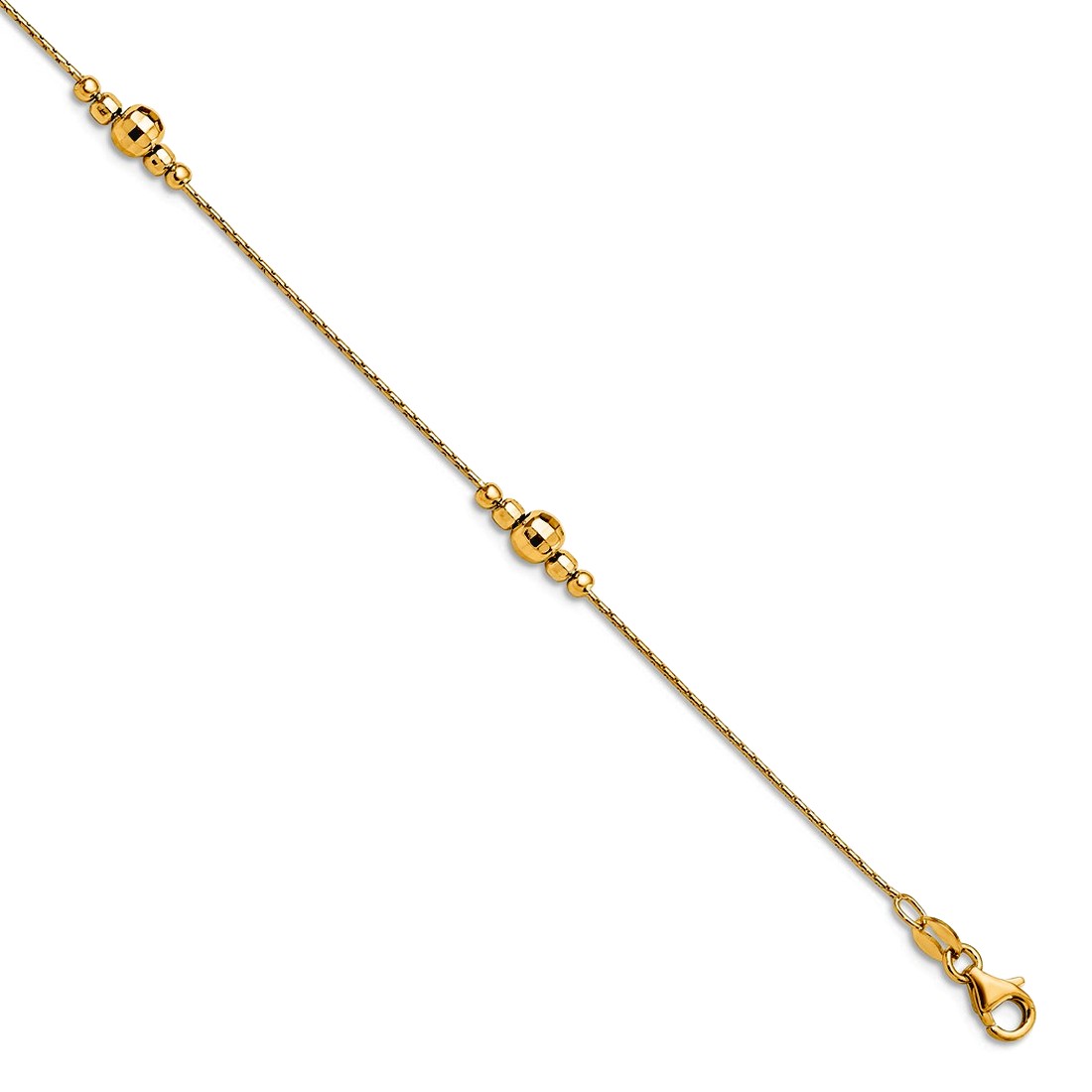 5.75mm 925 Sterling Silver Gold Plated Polished Plus 1in Extension Anklet 9 Inch Anklet for Women