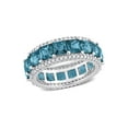 thumbnail image 1 of 5.78 Carat (Ctw) London Blue Topaz Band Ring in 14K White Gold with Diamonds for Women, 1 of 7