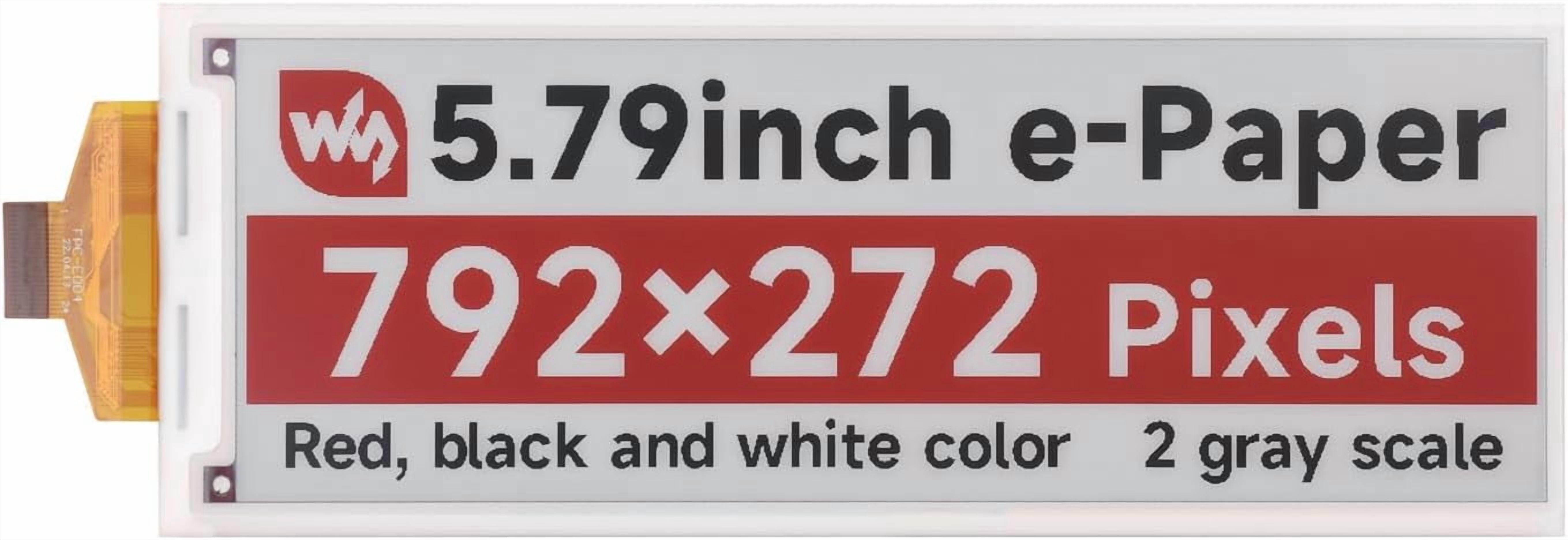 5.79inch E-Paper (B) Raw Display, Compatible with , E-Ink Display, 792x272, Red/Black/White, SPI Communication, Without Driver Board