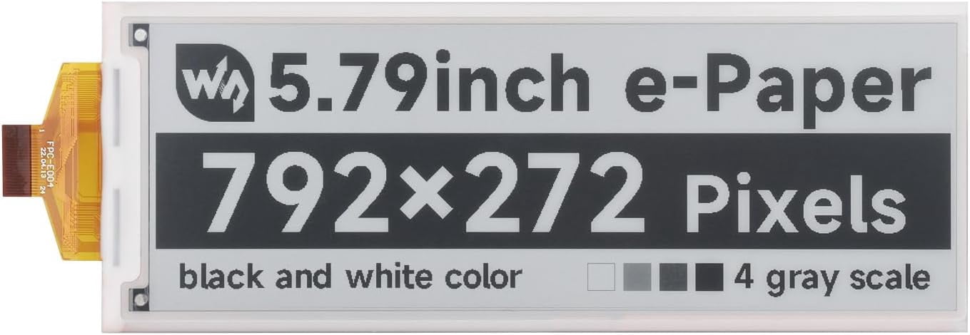 5.79inch E-Paper Raw Display, Compatible with , E-Ink Display, 792x272, Black/White, SPI Communication, Without Driver Board
