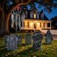 thumbnail image 1 of 5.7FT Black Hanging Ghost Reaper with LED Sound + 6 Tombstone Yard Signs – Motion-Activated Graveyard Decor for Large Outdoor Spaces, 1 of 8