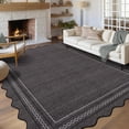 thumbnail image 1 of 5*7FT Scalloped Washable 5x7 Area Rugs for Living Room Non Slip Black Rug for Bedroom Soft Non Shedding Throw Rugs Low Pile Stain Resistant Carpet for Playroom Nursery Dining Room, Black Black, 1 of 9