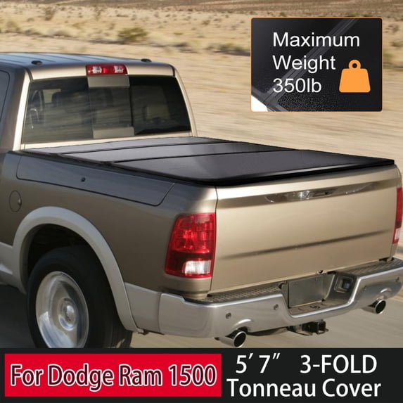 5.7FT Tri-fold Hard Truck Bed Tonneau Cover Fits 2009-2025 Dodge Ram 1500 W/LED