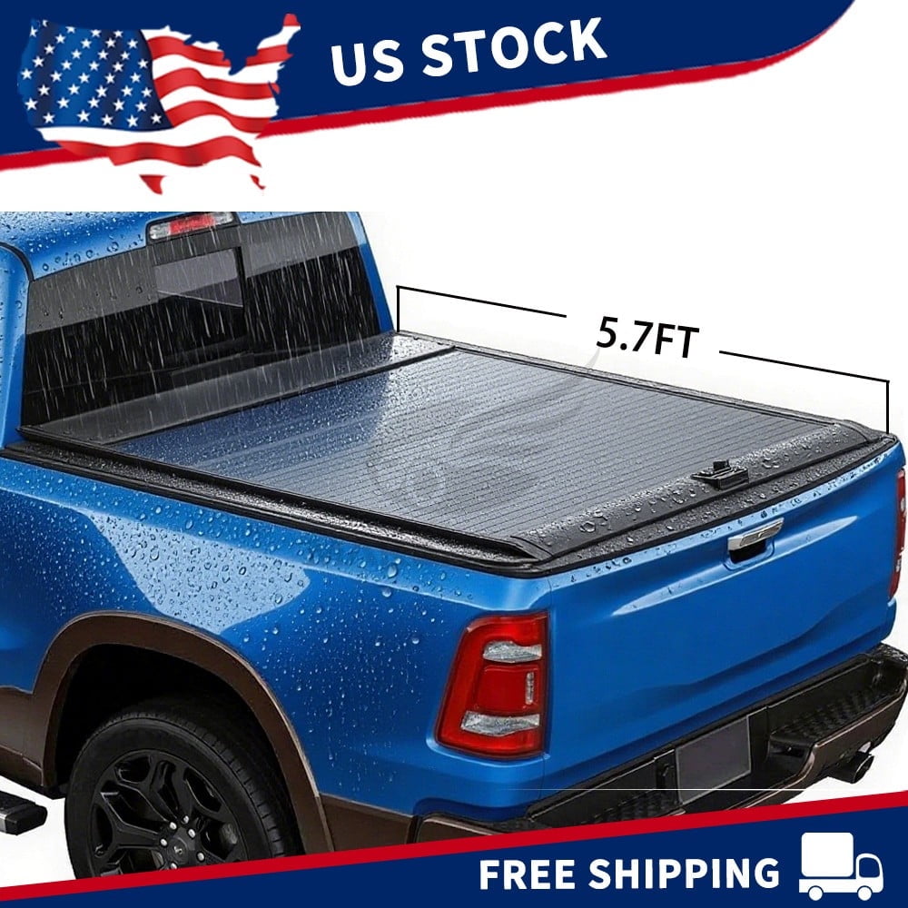 5.7FT Truck Bed Retractable Hard Tonneau Bed Cover for 2009-2024 Dodge RAM 1500