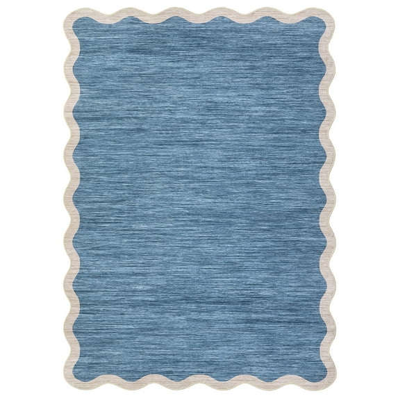 5*7FT Washable Living Room Rug, Non-Slip and Soft Bedroom Rug,Low Pile, Foldable, Stain Resistant. Gray blue