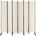 5.7Ft 6Panel Folding Room Divider with Rollers 132" Wide Large
