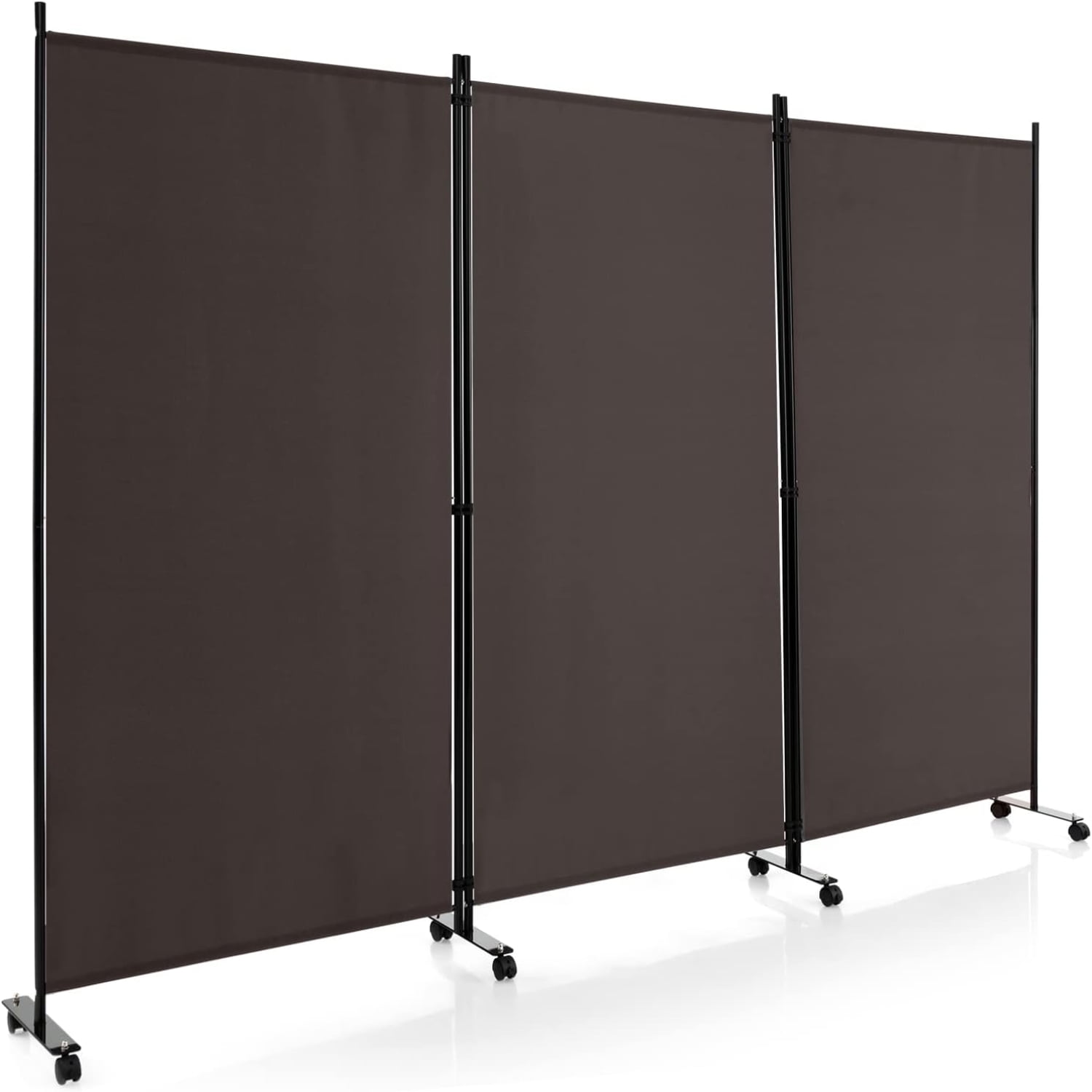 5.7ft 6-panel Folding Room Divider With Rollers - 132