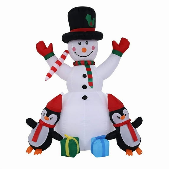 5.7Ft Christmas Snowman & Penguin Inflatable Blow Ups Outdoor Christmas Decorations with LED Lights for Indoor/Outdoor Yards, Gardens, Lawns,Xmas Snowman and Penguins Decoration