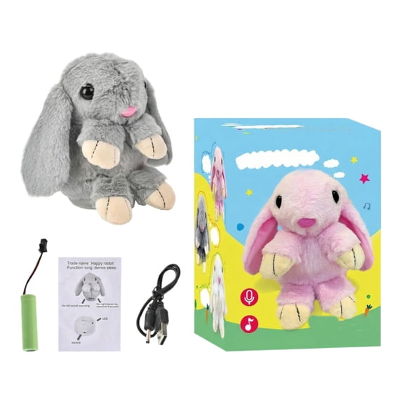 5.7Inch Electric Bunny Plush Toy, Singing Dancing Stuffed Animal with Voice Recording, Interactive Bunny Plush, Easter Basket Stuffers, Birthday Christmas Holiday Gift