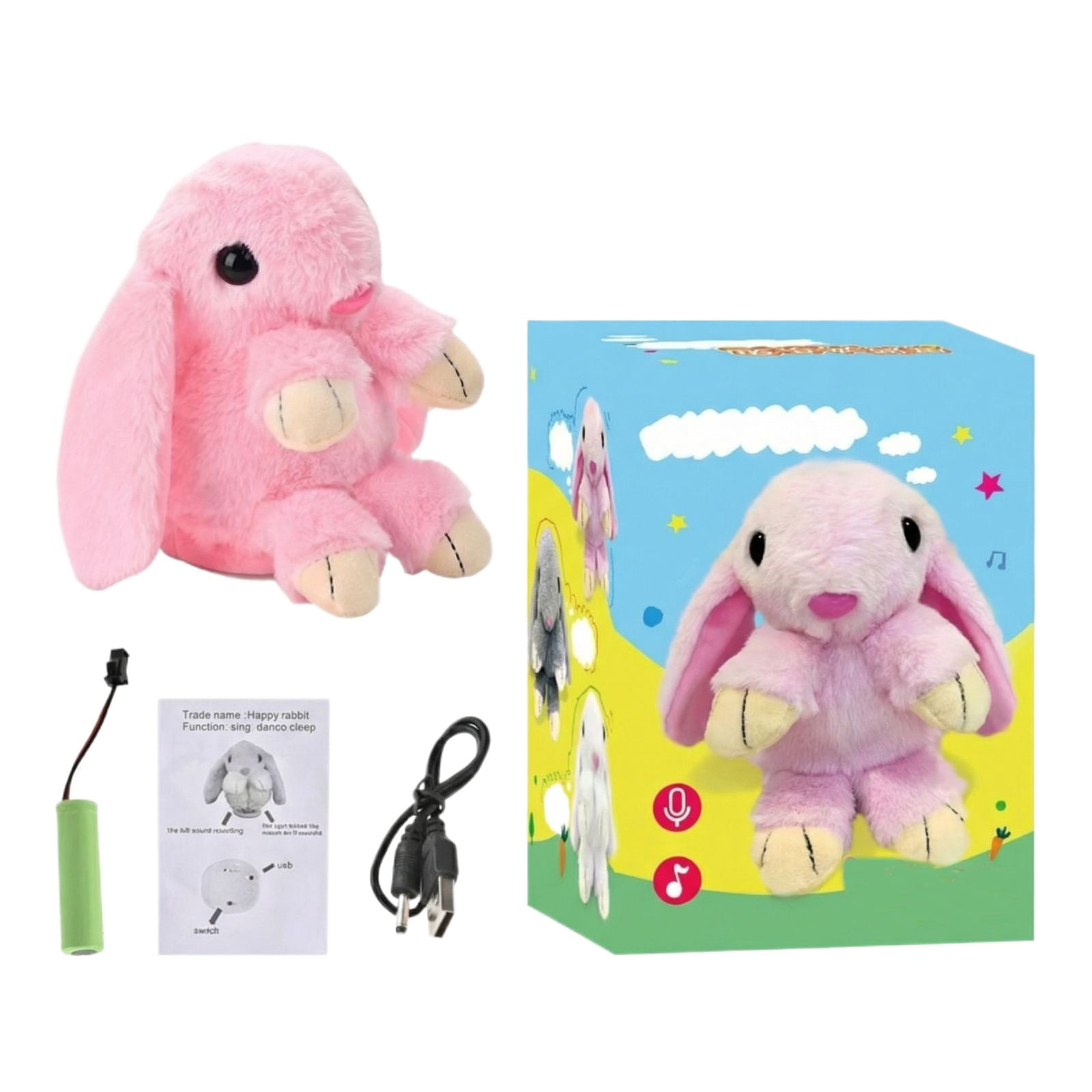 5.7Inch Electric Bunny Plush Toy, Singing Dancing Stuffed Animal with Voice Recording, Interactive Bunny Plush, Easter Basket Stuffers, Birthday Christmas Holiday Gift