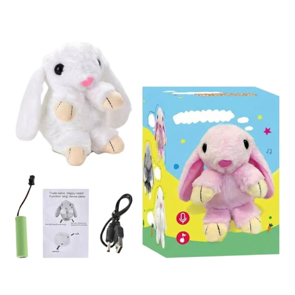 5.7Inch Electric Bunny Plush Toy, Singing Dancing Stuffed Animal with Voice Recording, Interactive Bunny Plush, Easter Basket Stuffers, Birthday Christmas Holiday Gift