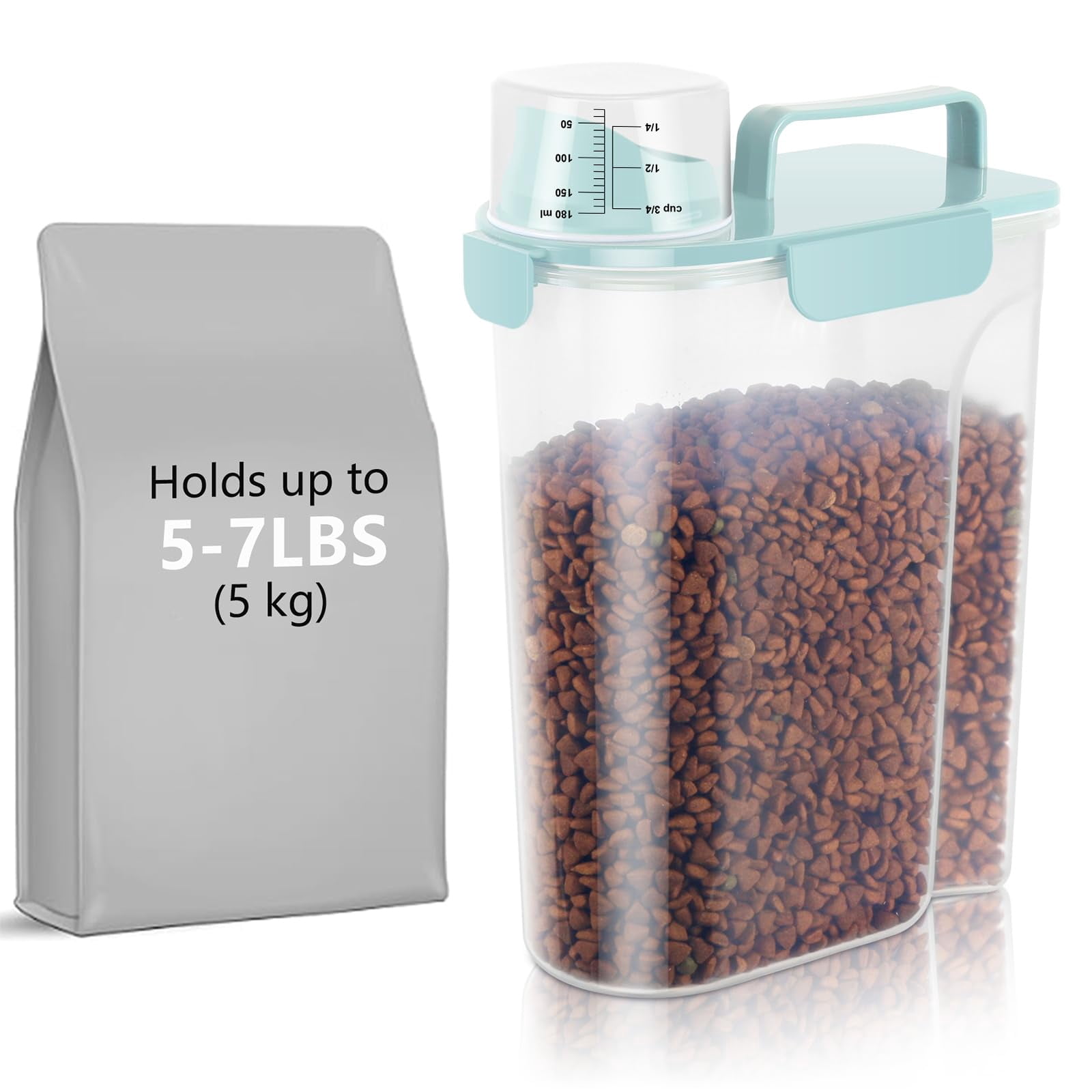 5-7Lbs Airtight Cat Dog Food Storage Container Portable With Upgraded ...