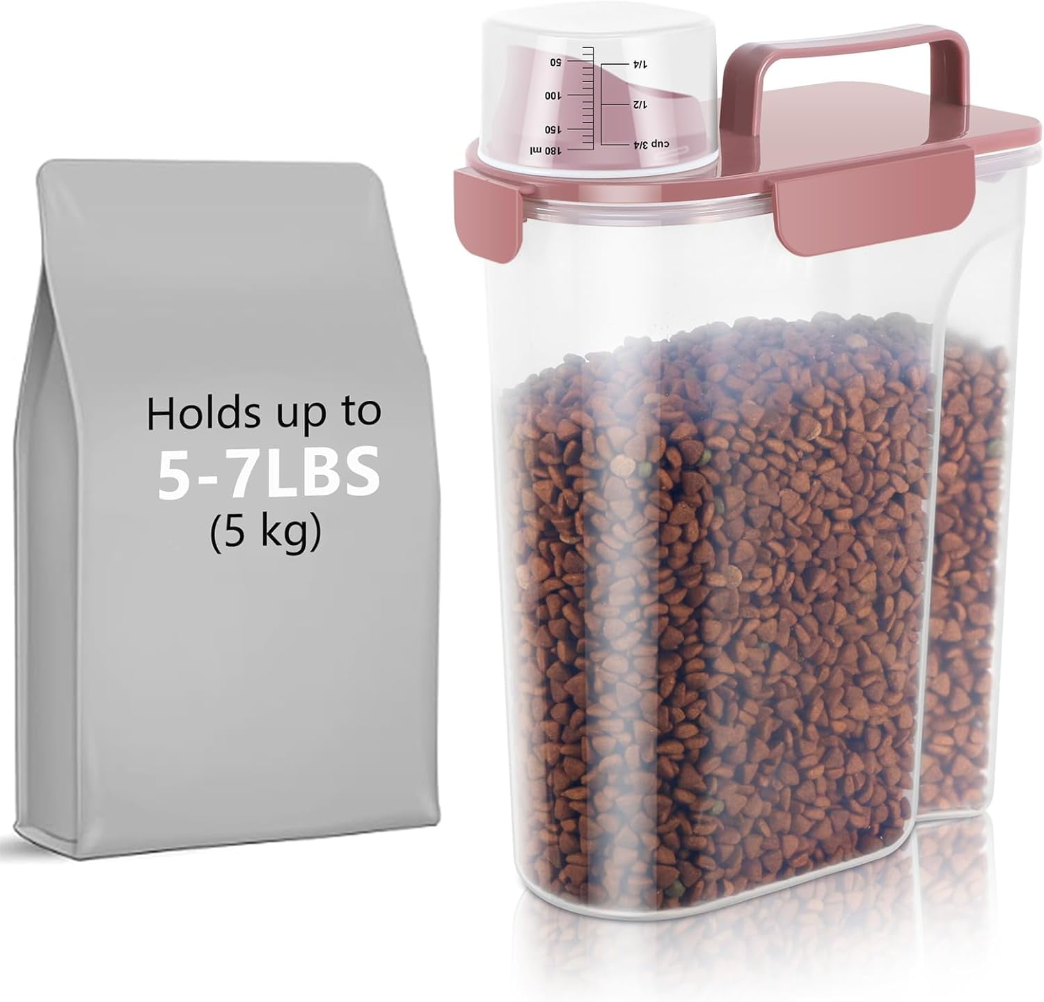 5-7Lbs Cat Dog Storage Container, Portable Pet Food Containers with ...