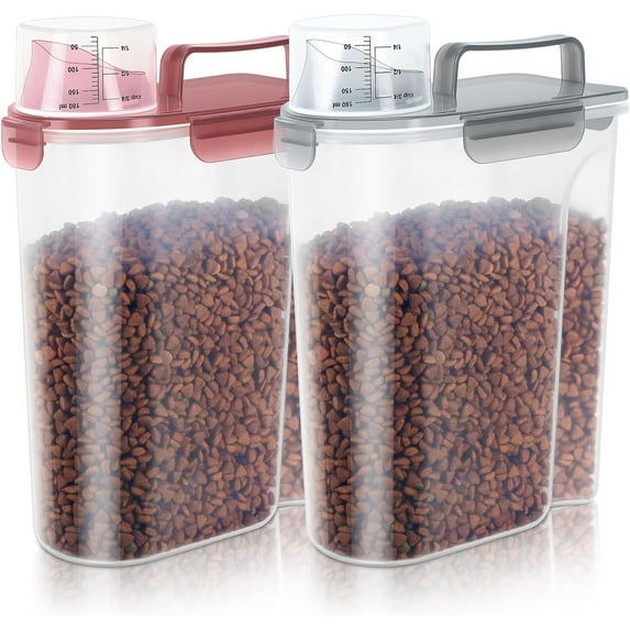 5-7Lbs Cat Dog Storage Container, Portable Pet Food Containers with Upgraded Large Spout and Cup, Small Animal Kibble Dispenser for Bird Seed, Oatmeal, Rice, Flour, Brown Sugart-Dark Green