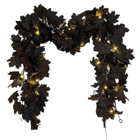 5.7ft Black Flower and Greenery Garland, Versatile Indoor/Outdoor Wall Decor for Fall and Year-Round Home Use