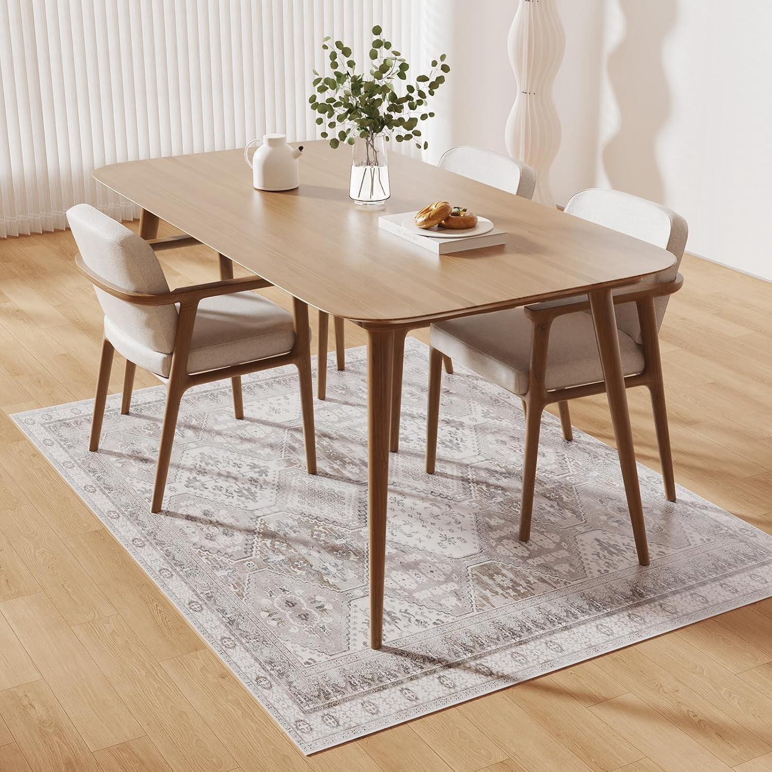 5×7ft Waterproof White Vinyl Floor Mat for Home, Easy Clean Non-Slip ...