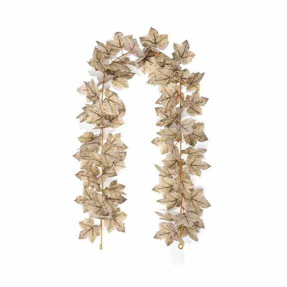 5.7ft White Artificial Maple Leaf Garland, Fall Leaves Hanging Vines Decor, Autumn Foliage Rattan Garlands for Thanksgiving Harvest Party Halloween Table Mantel Home Decoration