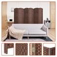 thumbnail image 1 of 5.7ft Wood Fiber Woven Room Divider 6 Panels, Removable Brown Wooden Room Divider, Separator by LAZYLAND, 1 of 5