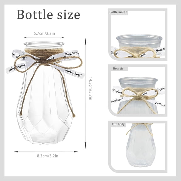 5.7in Small Plastic Vases - Bud Vases Clear in Bulk for Wedding, Party & More, Clear Plastic Vase, Bulk Centerpieces for Tables (24pcs)$$Home Decor, Kitchen, & Other