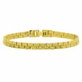 thumbnail image 1 of 5.7mm Textured 14k Yellow Gold Plated Flat Chain Link Bracelet, 9 inches, 1 of 7