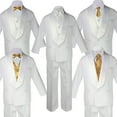 thumbnail image 1 of 5-7pc Boy Teen White Shawl Lapel Party Suits Tuxedo GOLD Satin Bow Necktie Vest, 1 of 3