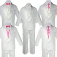 thumbnail image 1 of 5-7pc Boys White Satin Shawl Lapel Suits Tuxedo PINK Satin Bow Necktie Vest, 1 of 1