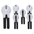 thumbnail image 1 of 5-7pc Formal Black White Suit Set Black Bow tie Neck Vest Boy Baby Sm-20 Teen, 1 of 3