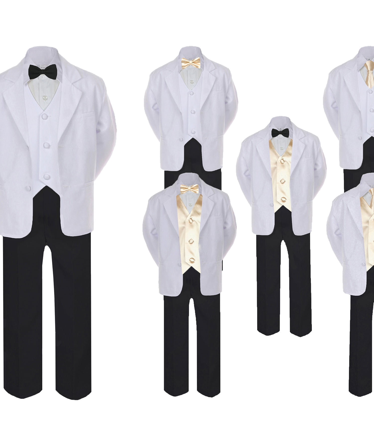 Boys' Formal Satin Vest & Tie Set - Light Champagne, Includes Shirt, Vest, Pants & Tie For Baby To Teen (Size 14) - View #3