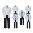 thumbnail image 1 of 5-7pc Formal Black White Suit Set Dark Gray Bow Necktie Vest Boy Baby Sm-20 Teen, 1 of 3