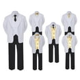 thumbnail image 1 of 5-7pc Formal Black White Suit Set Mustard Bow Long Tie Vest Boy Baby Sm-20 Teen, 1 of 3