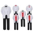 thumbnail image 1 of 5-7pc Formal Black White Suit Set Red Bow Necktie Vest Boy Baby Sm-20 Teen, 1 of 3
