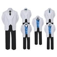 thumbnail image 1 of 5-7pc Formal Black White Suit Set Teal Bow Long Tie Vest Boy Baby Sm-20 Teen, 1 of 3