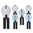 thumbnail image 1 of 5-7pc Formal Black White Suit Set Turquoise Bow Long Tie Vest Boy Baby Kids Sm-20 Teen, 1 of 3