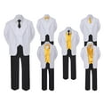 thumbnail image 1 of 5-7pc Formal Black White Suit Set Yellow Bow Long Tie Vest Boy Baby Kids Sm-20 Teen, 1 of 3