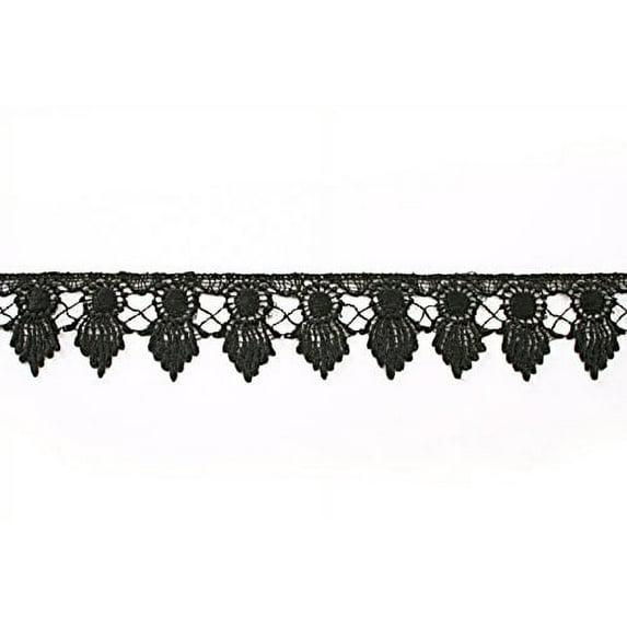 5/8" 0.75" 1" 1.25" 2' 2.5" 3" Black Venice Lace Embroidered Bridal Gown by Yard (UB198 1.75", Black)