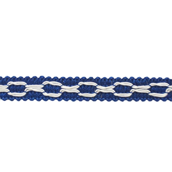 5/8" (1.5cm) Decorative Flat Gimp Braid Trim # 0058GB, White Blue #I14A1 (Cobalt Blue, Pure White) Sold By The Yard (36"/3 ft/0.9m)