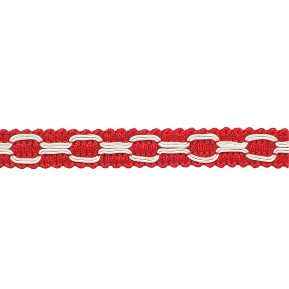 5/8" (1.5cm) Decorative Flat Gimp Braid Trim # 0058GB, White Red #A1G13 (Bright Red, Pure White) Sold By The Yard (36"/3 ft/0.9m)