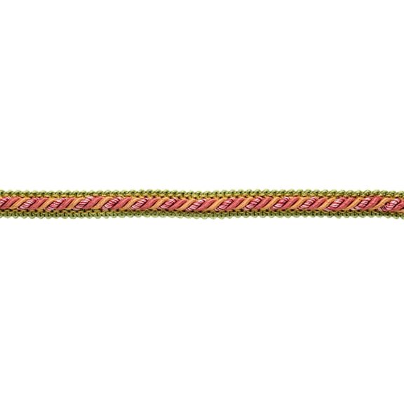 5/8" (1.5cm) Decorative Gimp Braid Trim with Cord Header Design # 0058RSG, Garden Gold #AR02 (Brass Gold, Sage Green, Light Red) 5 Yards (15 ft/4.5m)