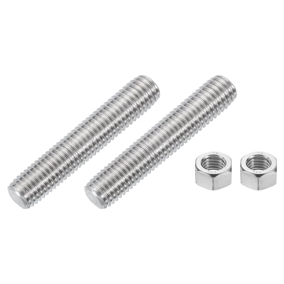 5/8"-11 Fully Threaded Rod, 2Pcs 304 Stainless Steel 3.3" Long Threaded Screw