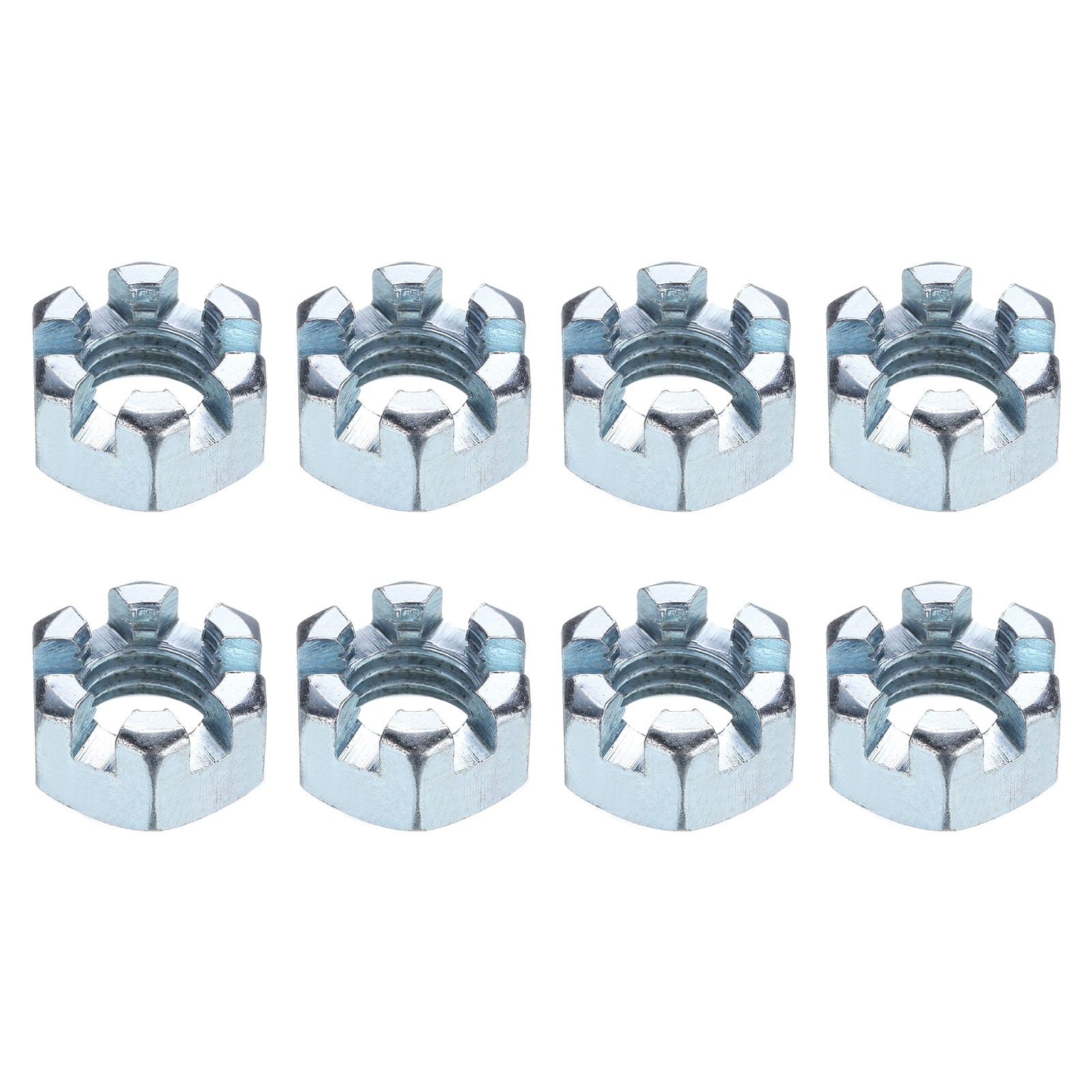 5/8"-11 Hexagon Slotted Nut, Grade 6.8 Carbon Steel Hex Nuts, Silver, 12Pack