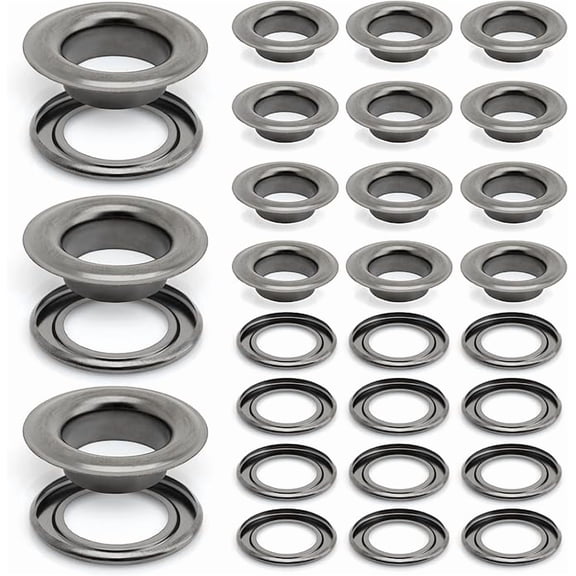 5/8" (16MM) Hole 50 Sets Grommets Eyelets with Washers for Leather, Tarp, Canvas (Gunmetal)