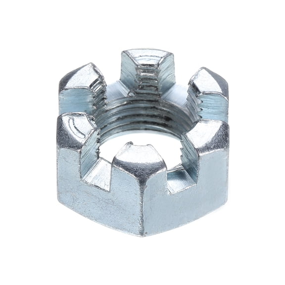 5/8"-18 Hexagon Slotted Nut, Grade 6.8 Carbon Steel Hex Nuts, Silver, 1Pack