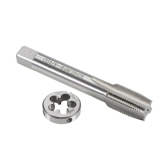 5/8"-18 UNF Tap and Die Set, HSS Machine Thread Tap with Round Threading Die Right Hand