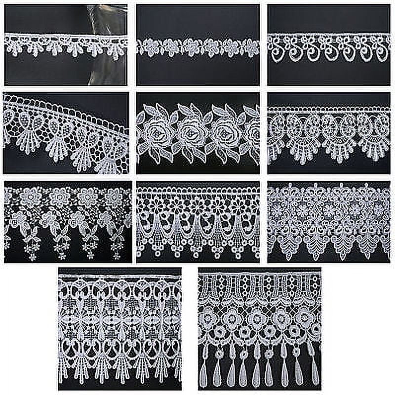 5/8"~5-1/8" Ivory Off White Floral Embroidery Venice Lace Guipure Trim by Yard