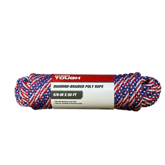 Hyper Tough 5/8 inch x 50 feet Polypropylene Diamond-Braid Rope