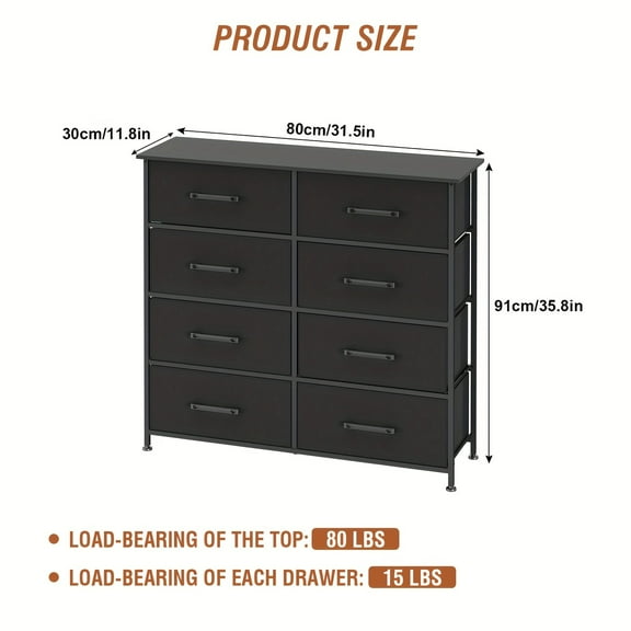 [5/8/9 Fabric Drawers] 5/8/9 Fabric Drawers Dresser | Storage Drawers, Chest Organizer Units With Wooden And Steel Frame Top | For Bedroom, Living Room, Closet, Entryway, Black/Grey/Nature