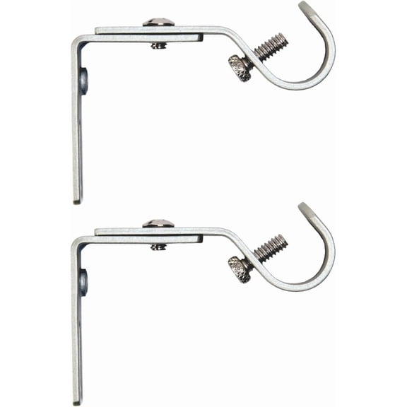 5/8" Adjustable 2.5-3" Curtain Rod Mounting Brackets, Set of 2, Brushed Nickel