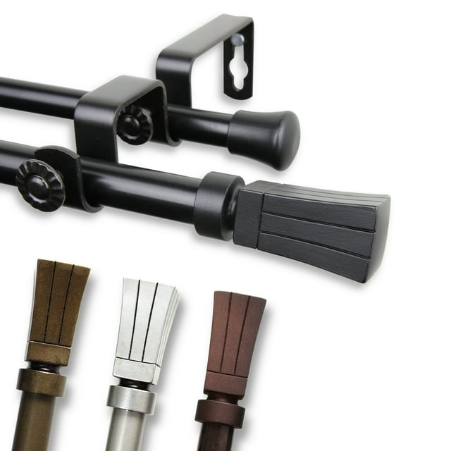5/8" Adjustable 84 -120" Colton Double Curtain Rod - Black